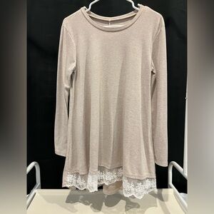 Elegant Lace Hem Beige Top